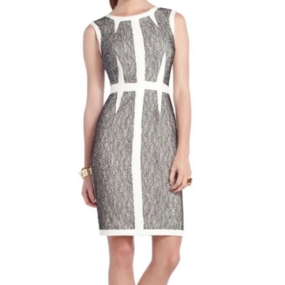 Bebe Cream and White Dress; Worn Once; Size 2